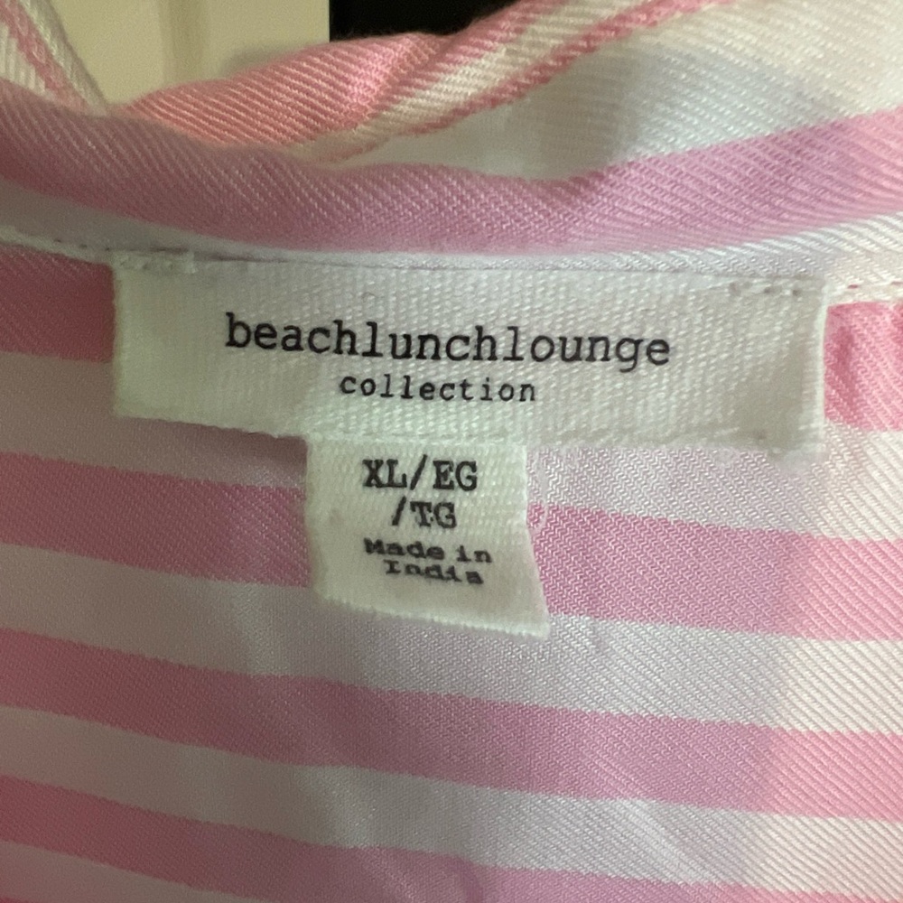 Beach Lunch Lounge Womens Top Size X-Large Pink Stripe Dolman Popover - Picture 2 of 8